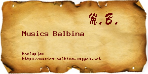 Musics Balbina névjegykártya